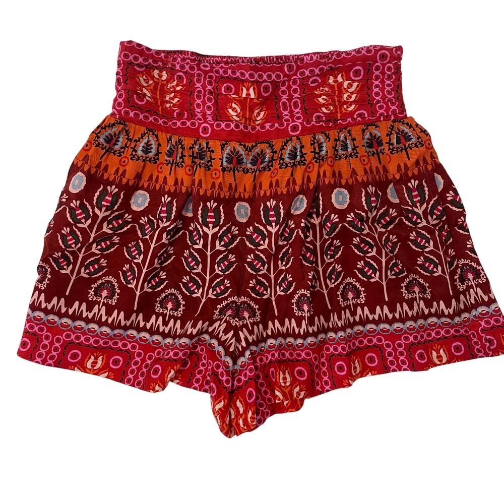 Anthropologie Womens High Waisted Shorts XS Red Boho Festival Hippie Artsy Indie